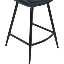 Fabrique de Styles Chaise de bar en velours côtelé bleu foncé h67cm - Ben* Tabourets Et Chaises De Bar