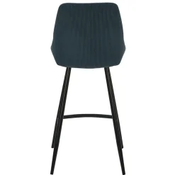 Fabrique de Styles Chaise de bar en velours côtelé bleu foncé h67cm - Ben* Tabourets Et Chaises De Bar