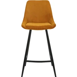 Fabrique de Styles Chaise de bar en velours côtelé jaune h67cm - Ben* Tabourets Et Chaises De Bar