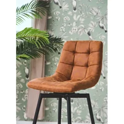 Fabrique de Styles Chaise de bar pivotante en microfibre matelassé - Lilly* Tabourets Et Chaises De Bar