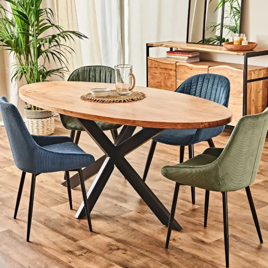 Fabrique de Styles Chaise de salle à manger en velours côtelé - Ben* Chaises