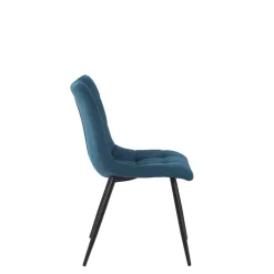 Fabrique de Styles Chaise de salle à manger en tissu matelassé bleu pétrole - Lilly* Chaises