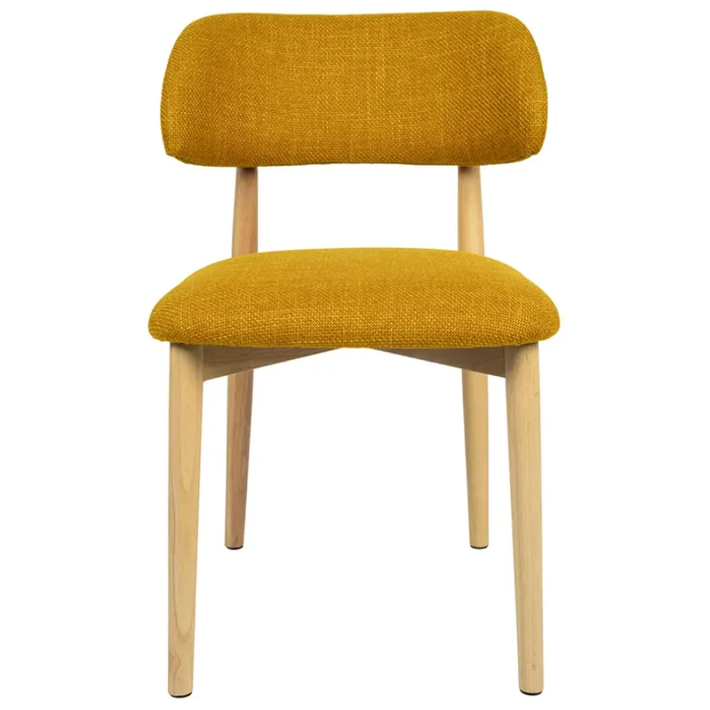 Fabrique de Styles Chaise de salle à manger en tissu et hévéa - Elsy* Chaises