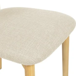 Fabrique de Styles Chaise de salle à manger en tissu beige et hévéa - Elsy* Chaises