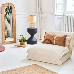 Fabrique de Styles Chauffeuse en tissu côtelé écru - Tessia* Fauteuils