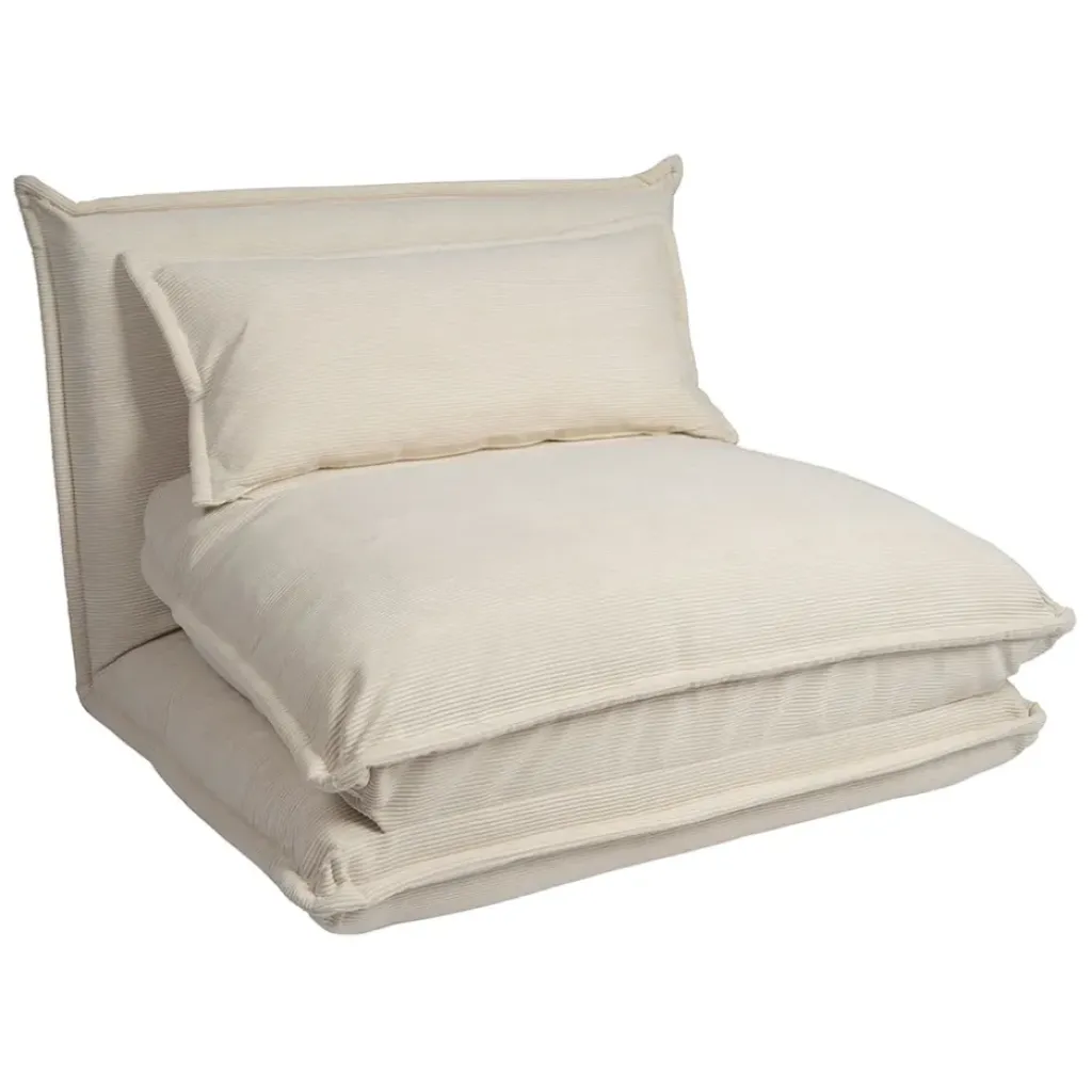 Fabrique de Styles Chauffeuse en tissu côtelé écru - Tessia* Fauteuils