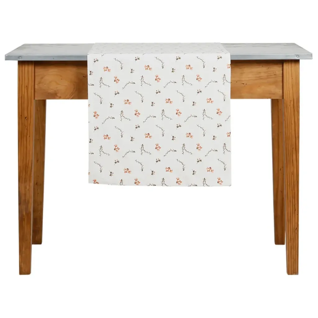 Fabrique de Styles Chemin de table en coton rose et vert 160x50cm - Louise* Chemins De Table