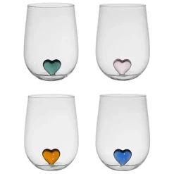 Fabrique de Styles Coffret de 4 gobelets cœur en verre 60cl - Colorea* Verres À Eau Et Gobelets