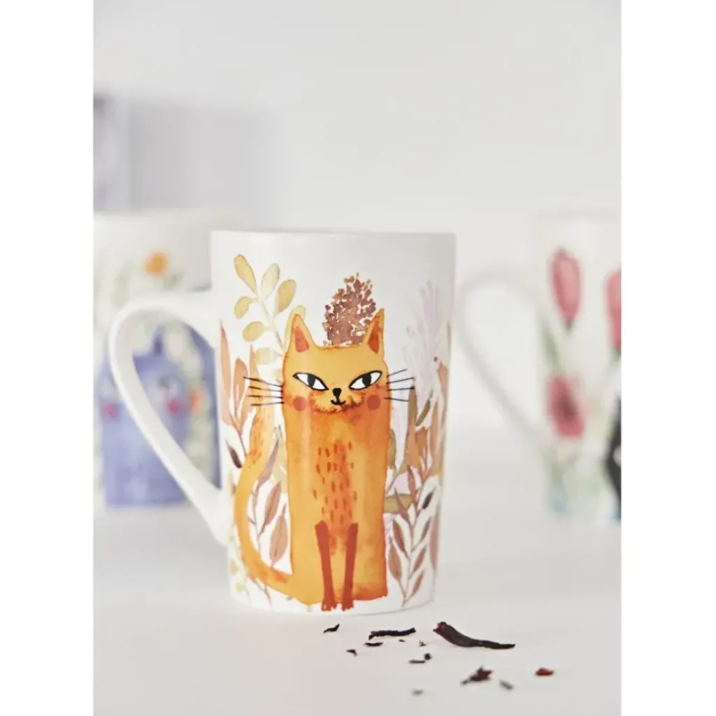 Fabrique de Styles Coffret de 4 mugs en porcelaine chat 35cl - Savannah* Tasses Et Mugs