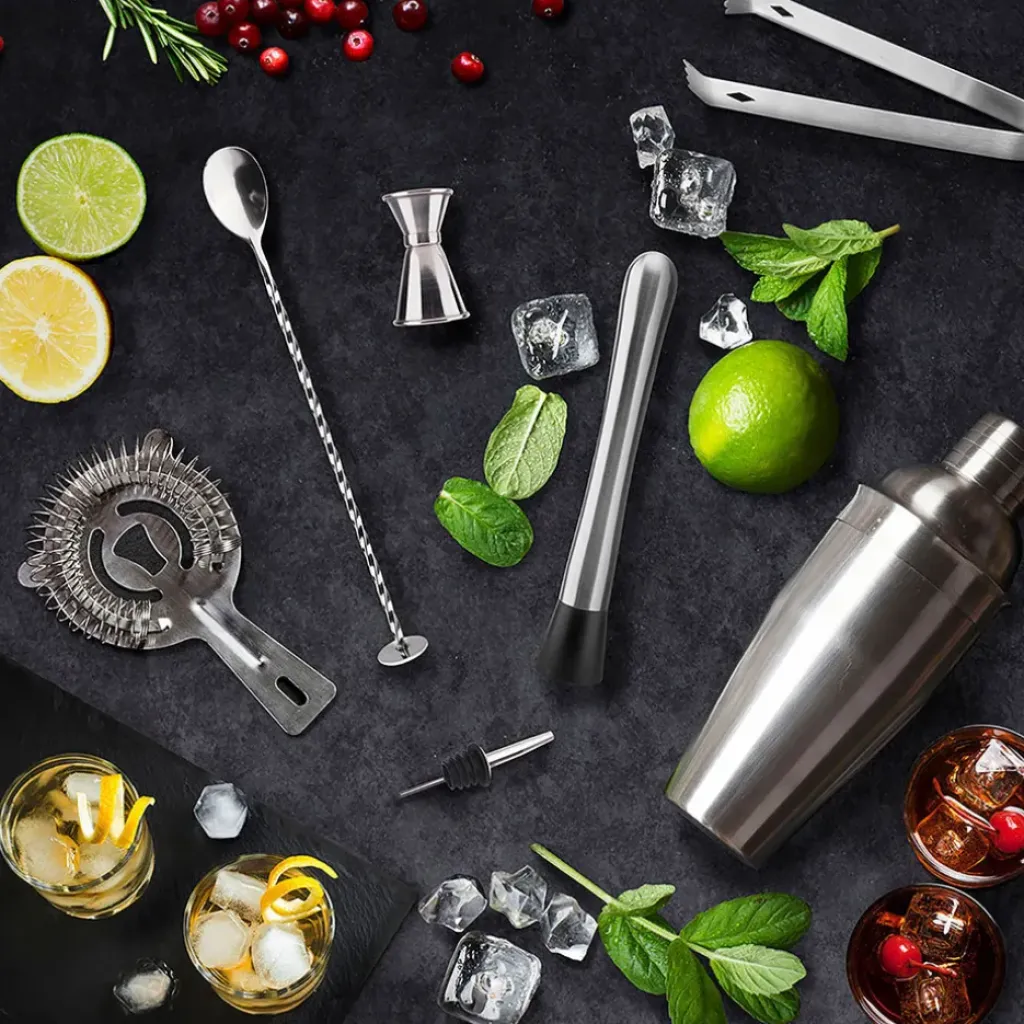 Fabrique de Styles Coffret de cocktail en acier et bambou* Accessoires Vin Et Cocktails