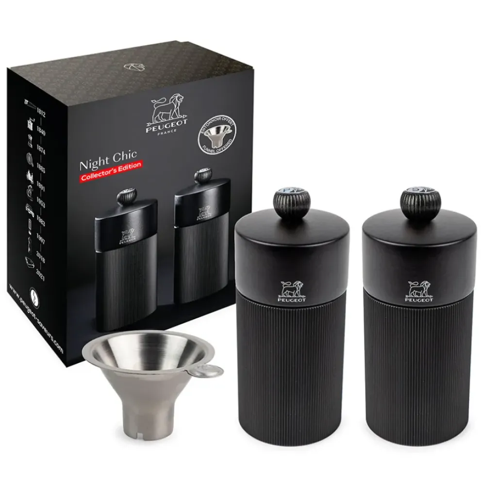 Fabrique de Styles Coffret duo moulins line 12cm et entonnoir inox* Salières Et Poivrières