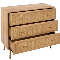 Fabrique de Styles Commode en bois et cannage 3 tiroirs H79cm - Baia* Commodes