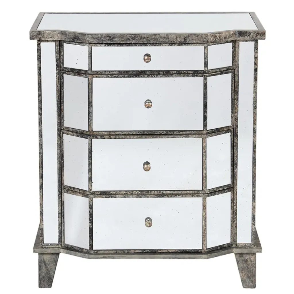 Fabrique de Styles Commode en bois miroir patine 4 tiroirs H88cm* Commodes