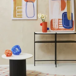 Fabrique de Styles Console avec étagère en marbre et fer blanc et noir 100x30xh80cm - Eskela* Consoles