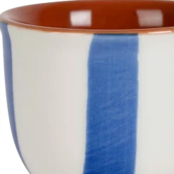 Fabrique de Styles Coquetier en grès rayé et blanc d4.5cm - Alaria* Accessoires De Table