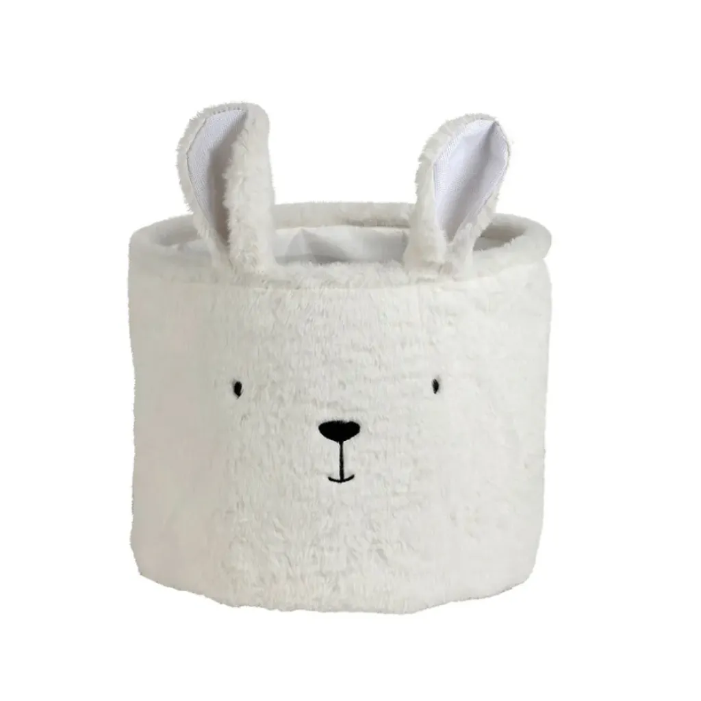 Fabrique de Styles Corbeille ourson en velours écru h25cm - Songes*Enfant Déco