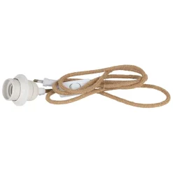Fabrique de Styles Cordon électrique avec interrupteur en tissu naturel et blanc 1.75m* Ampoules Et Cordons Électriques