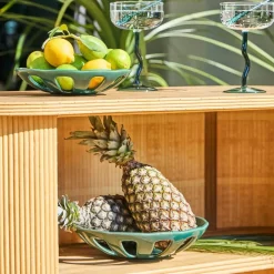 Fabrique de Styles Coupe en grès émeraude moucheté d28cm - Organic* Plats Et Saladiers