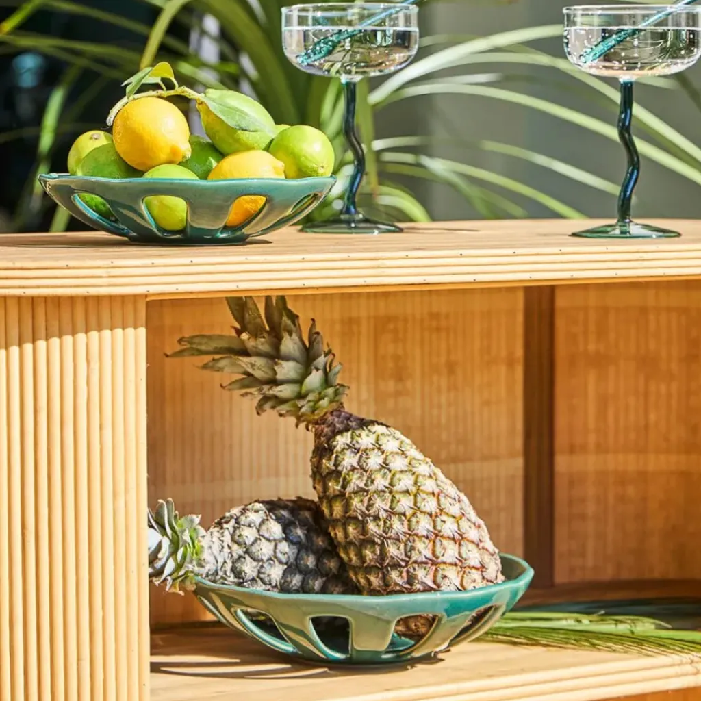 Fabrique de Styles Coupe en grès émeraude moucheté d28cm - Organic* Plats Et Saladiers