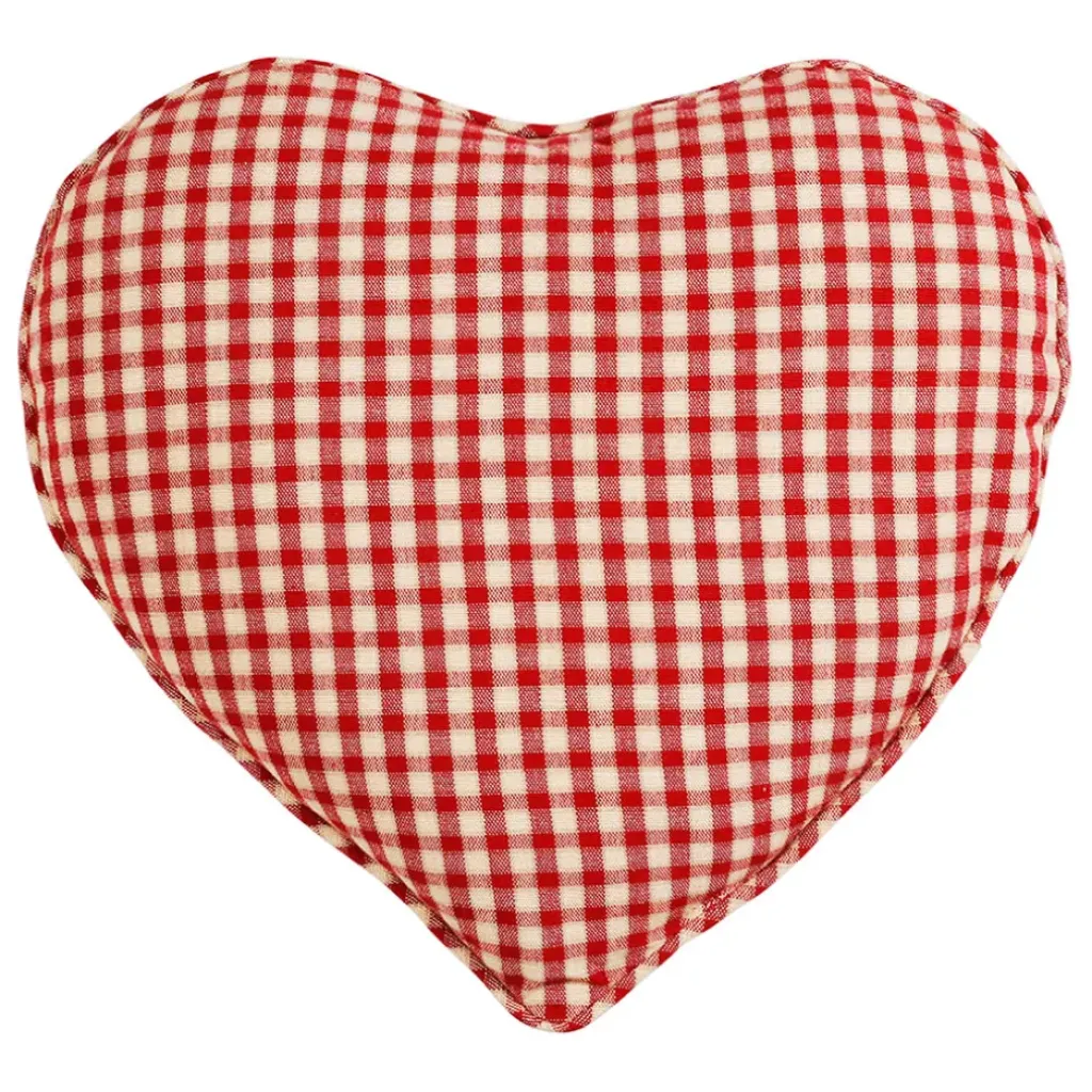 Fabrique de Styles Coussin coeur en coton à carreaux 40x35cm - Mamie* Coussins Et Housses
