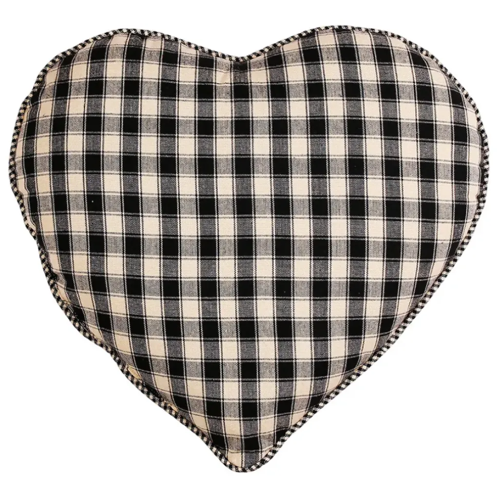 Fabrique de Styles Coussin cœur en coton à carreaux 40x35cm - Campagne* Coussins Et Housses