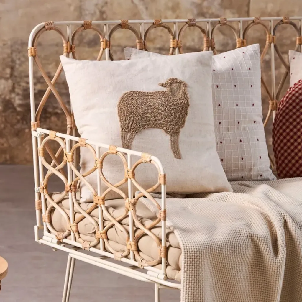 Fabrique de Styles Coussin en coton naturel et brun 45x45cm - A la ferme* Coussins Et Housses