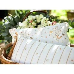 Fabrique de Styles Coussin en lin fleur des champs rose et blanc 45x45cm - Louise* Coussins Et Housses