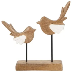 Fabrique de Styles Déco 2 moineaux en manguier et fer naturel et blanc - Floréal* Petits Objets Déco