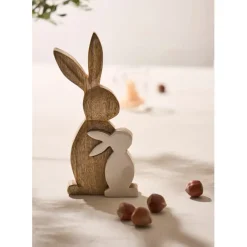 Fabrique de Styles Déco duo lapin en manguier naturel et blanc - Floreal* Petits Objets Déco