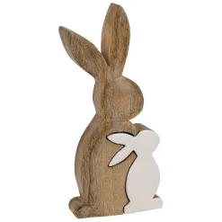 Fabrique de Styles Déco duo lapin en manguier naturel et blanc - Floreal* Petits Objets Déco