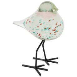 Fabrique de Styles Déco moineau en verre et fer vert et rose - Serin* Petits Objets Déco