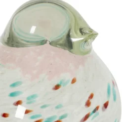 Fabrique de Styles Déco moineau en verre et fer vert et rose - Serin* Petits Objets Déco