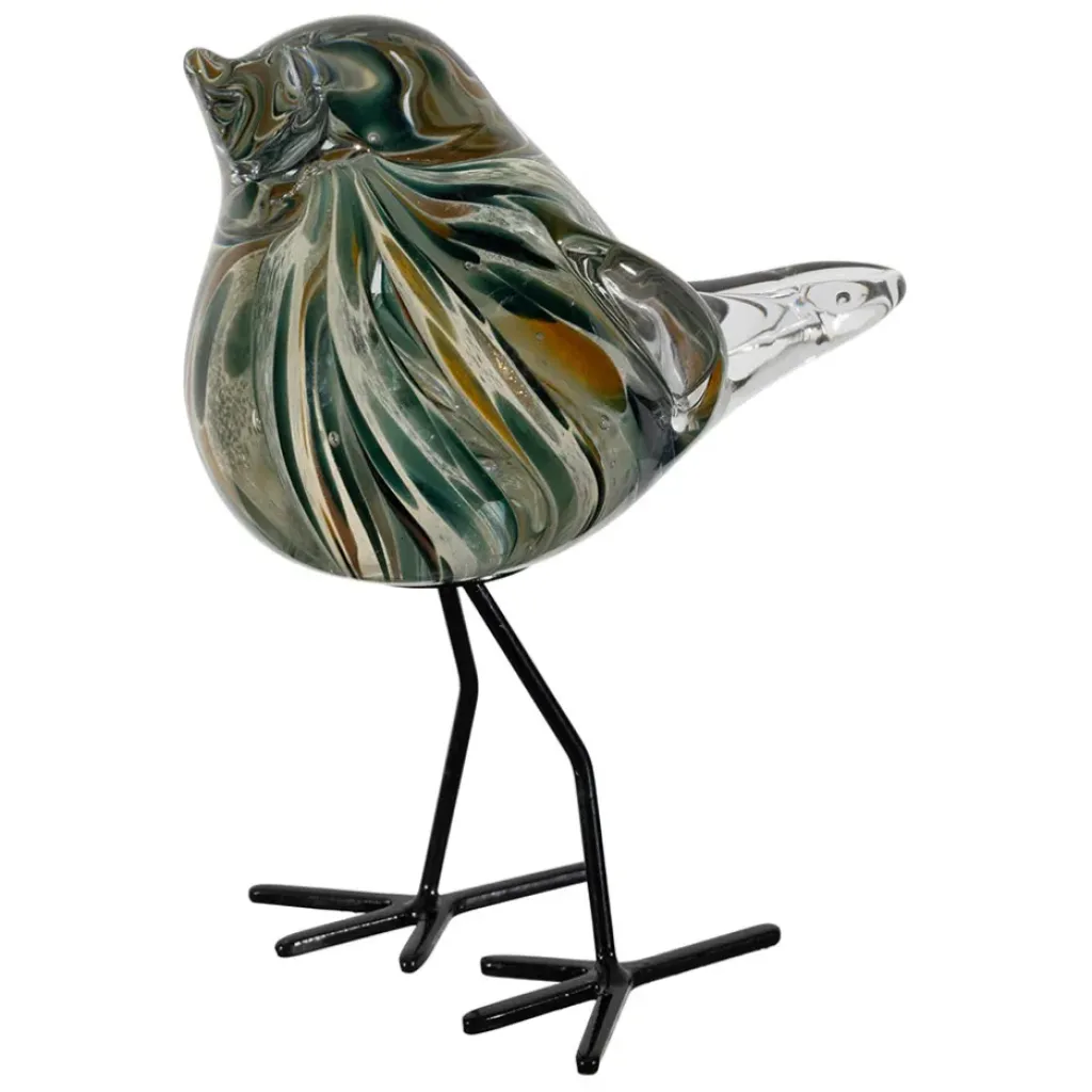 Fabrique de Styles Deco moineau en verre émeraude et doré - Serin* Petits Objets Déco