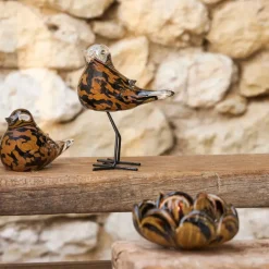 Fabrique de Styles Deco moineau en verre et camel - Serin* Petits Objets Déco