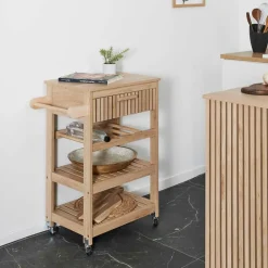 Fabrique de Styles Desserte en bois 3 niveaux et 1 tiroir - Kara* Ilots Et Dessertes