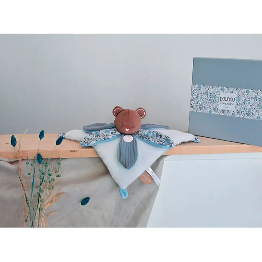 Fabrique de Styles Doudou plat ours avec pétale - Boh'Aime*Enfant Doudous Et Peluches