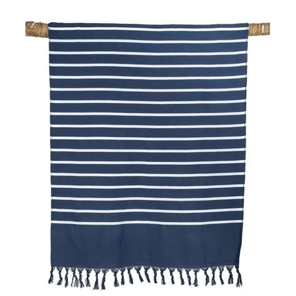 Fabrique de Styles Drap de plage en coton marinière bleu 90x180cm - Pestamal* Draps De Plage Et Foutas
