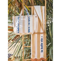 Fabrique de Styles Drap de plage en coton rayé et blanc 170x85cm - Medi* Draps De Plage Et Foutas