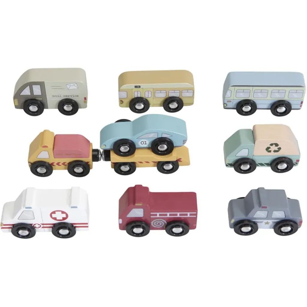 Fabrique de Styles Ensemble 9 véhicules circuit de train en bois*Enfant Jouets