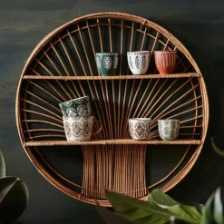 Fabrique de Styles Etagere murale ronde en rotin - Floraly* Étagères Murales