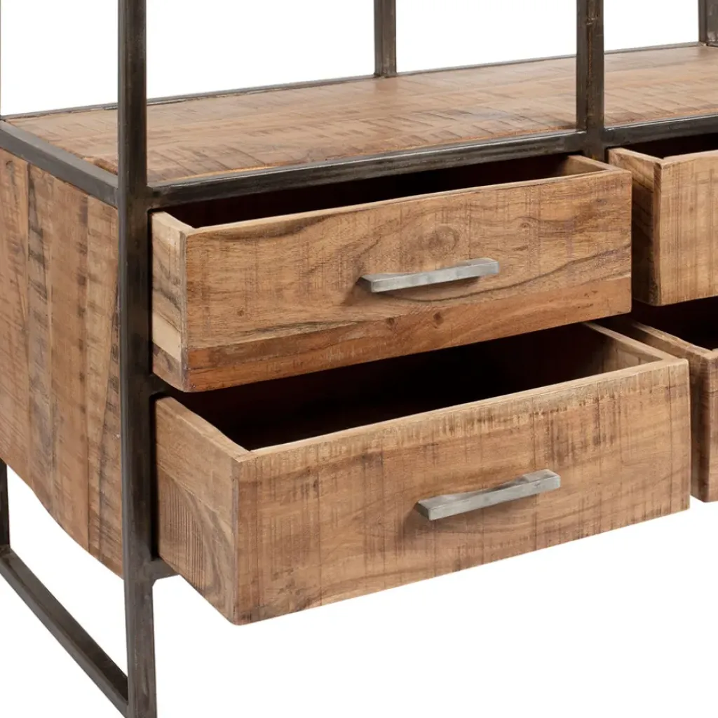 Fabrique de Styles Etagère en fer noir et bois d' acacia H200cm- Factory* Bibliothèques Et Étagères