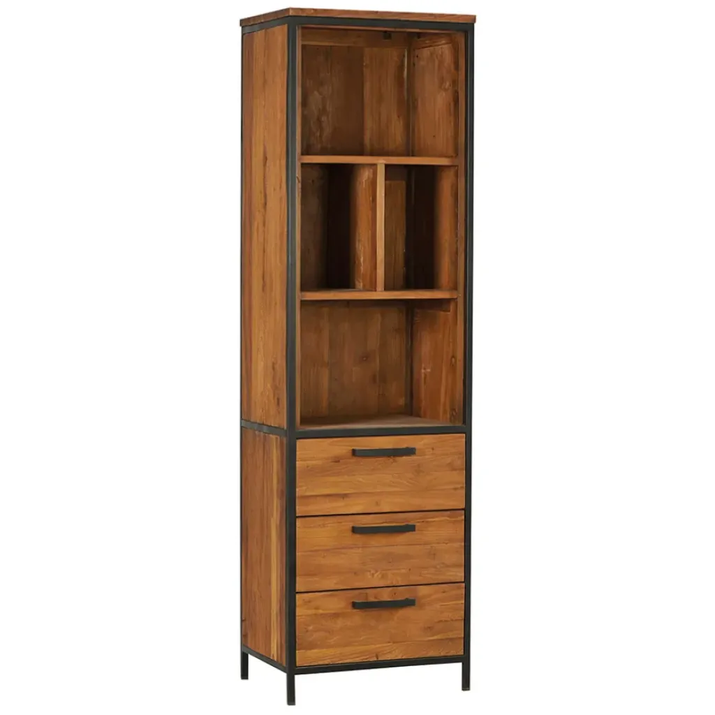 Fabrique de Styles Etagère en teck massif recycle avec 3 tiroirs H190cm - Alix* Bibliothèques Et Étagères