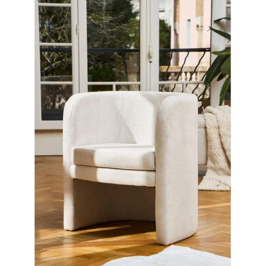 Fabrique de Styles Fauteuil club en tissu écru - Tessia* Fauteuils