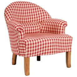 Fabrique de Styles Fauteuil crapaud en coton vichy et pin - Margot* Fauteuils