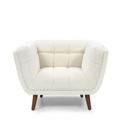 Fabrique de Styles Fauteuil de salon en tissu effet bouclette écru - Beryl* Fauteuils