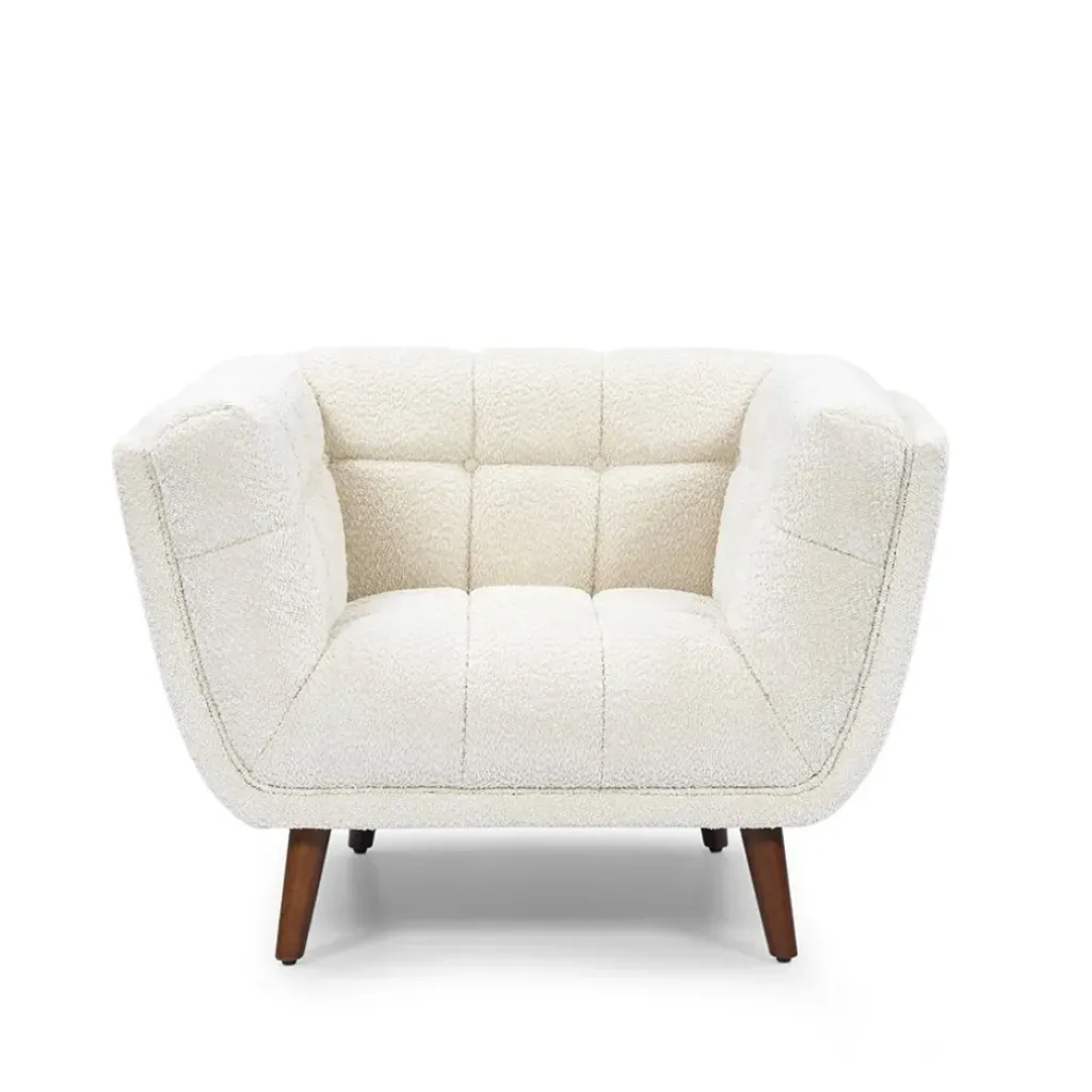 Fabrique de Styles Fauteuil de salon en tissu effet bouclette écru - Beryl* Fauteuils