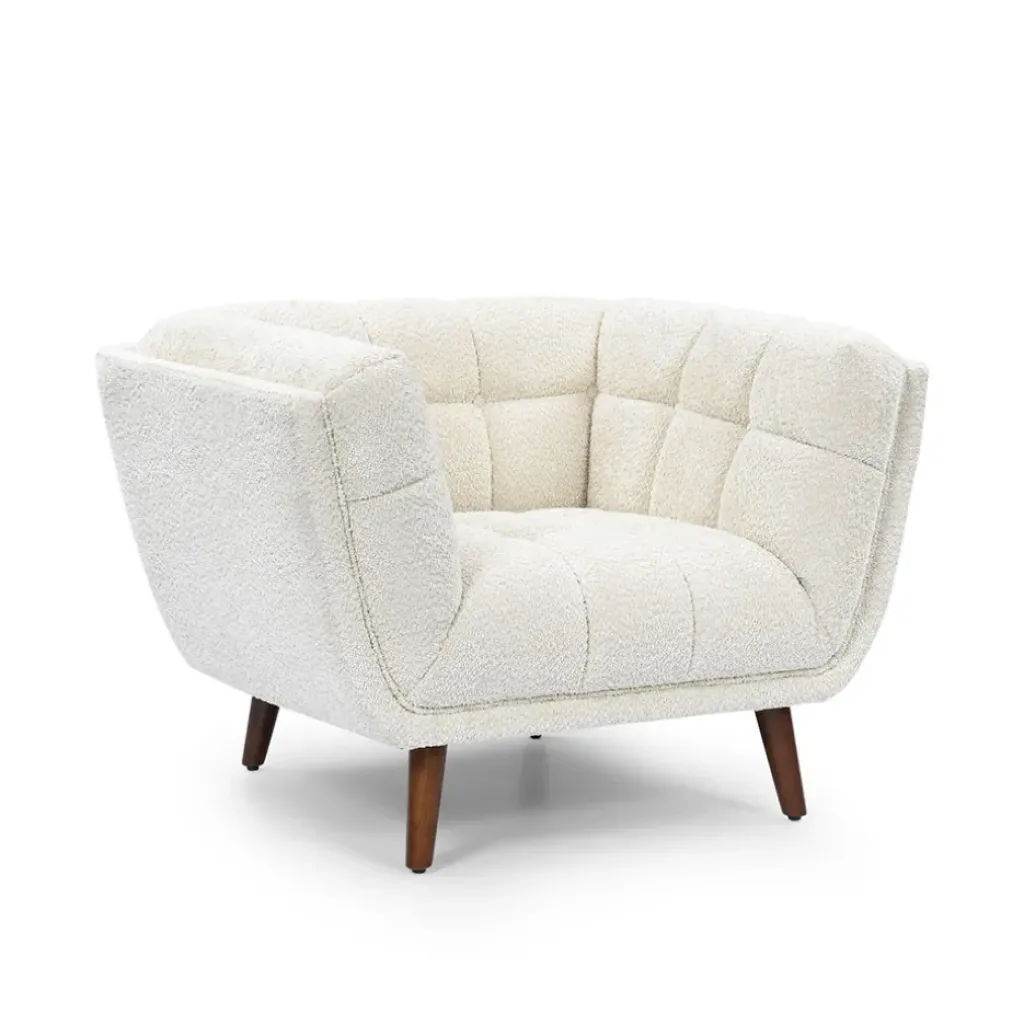 Fabrique de Styles Fauteuil de salon en tissu effet bouclette écru - Beryl* Fauteuils