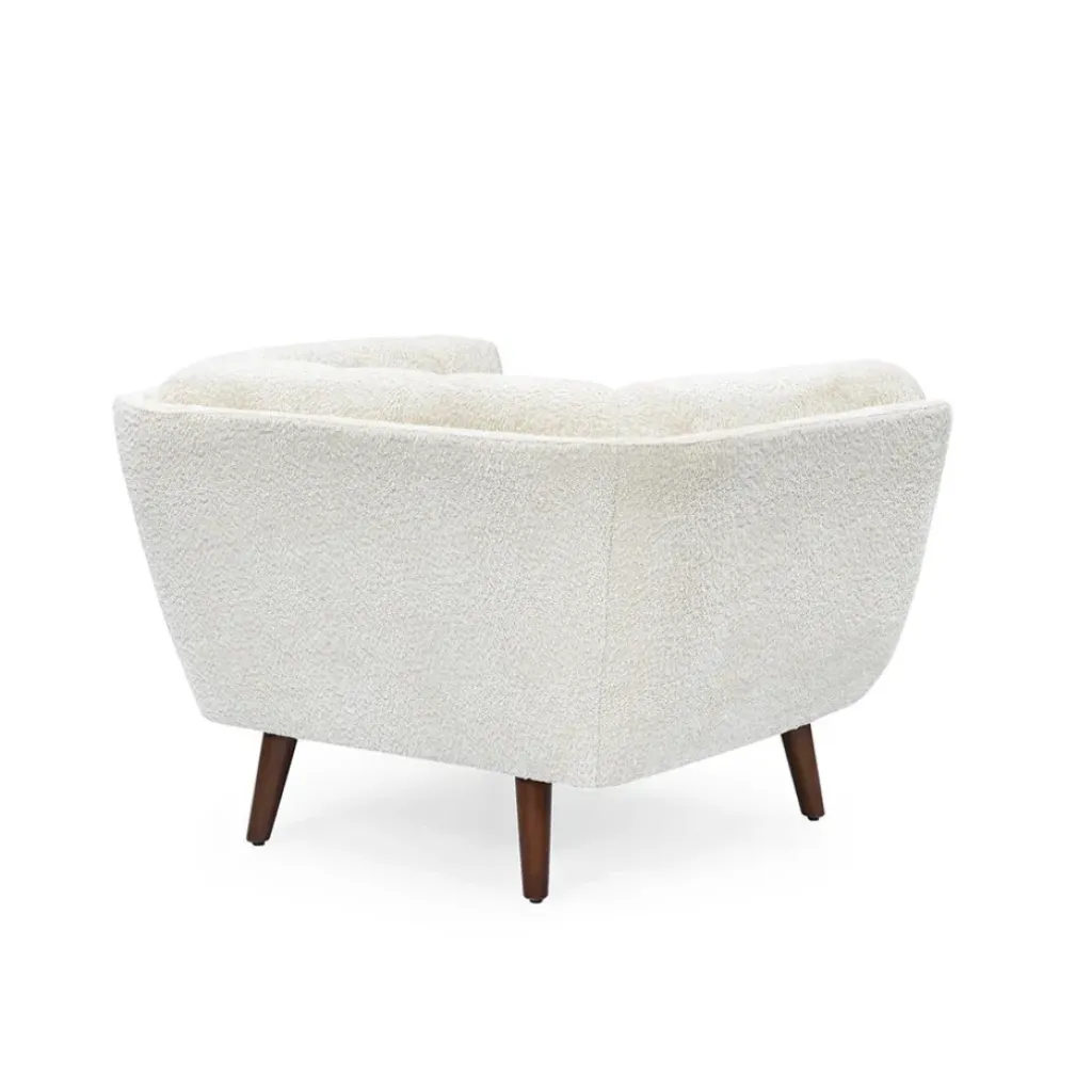 Fabrique de Styles Fauteuil de salon en tissu effet bouclette écru - Beryl* Fauteuils