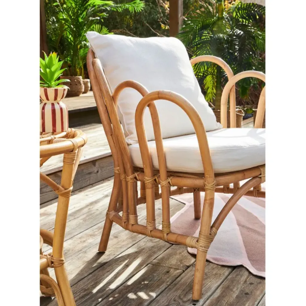 Fabrique de Styles Fauteuil en rotin avec coussin blanc - Sherbrooke*Enfant Chaises, Fauteuils|Jardin