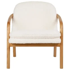 Fabrique de Styles Fauteuil en tissu bouclette crème et pieds en frêne - Element* Fauteuils